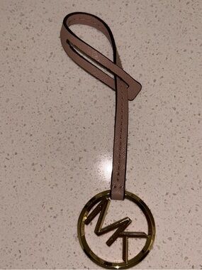 Michael Kors Gold Logo Keyring with Blush Pink Strap